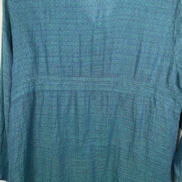 Flax 100% Linen Tunic Top Womens Size Large Teal Textured Boho Beachy Lagenlook - Picture 10 of 13